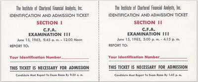 First CFA Exam Admin Ticket | Source: CFA Institute