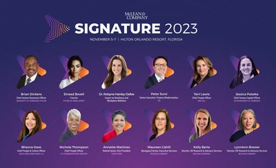 Signature attendees can look forward to a future-focused agenda and more than 15 keynotes at this year’s conference in Orlando, Florida from November 5-7, 2023. (CNW Group/McLean & Company)