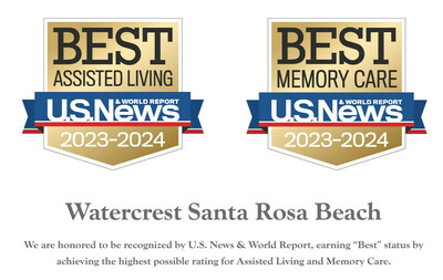 U.S. News & World Report has named Watercrest Santa Rosa Beach Assisted Living and Memory Care a 'Best Assisted Living' and 'Best Memory Care' community for the second consecutive year in their Best of Senior Living Report.