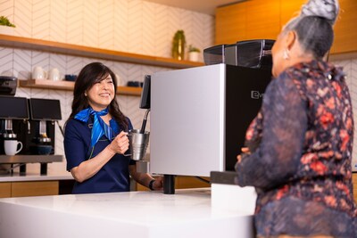 At Alaska's D Concourse Lounge in Seattle, a new barista station is conveniently located on the first level with hand-crafted espresso beverages and brewed coffee.