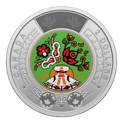 La pièce de circulation commémorative de 2 $ de la Monnaie royale canadienne - Célébrons la Journée nationale des peuples autochtones (Groupe CNW/Monnaie royale canadienne)
