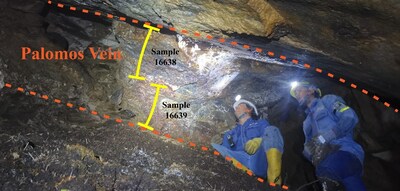 Figure 1. Underground workings along the Palomos vein. (CNW Group/Outcrop Silver & Gold Corporation)