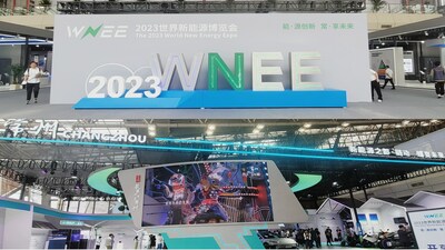 Foto mostra o local da 2023 World New Energy Expo (WNEE), que teve início na segunda-feira, em Changzhou, Província de Jiangsu, leste da China. (PRNewsfoto/Xinhua Silk Road)