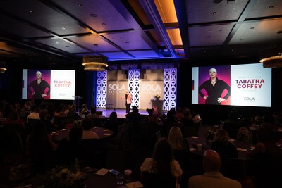 Tabatha Coffey, an accredited coach, beauty icon, television personality, writer, coach, and hairdresser makes keynote address at Sola Sessions.