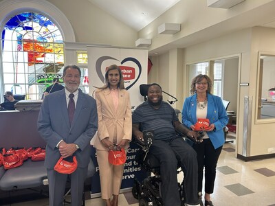 (L-R) Fairfield Mayor William Galese; Spokesperson Suburban Propane, Nandini Sankara; Advocate, Eric Le Grand; CEO of the American Red Cross New Jersey Region, Rosie Taravella. Suburban Propane Partners, L.P. today teamed up with the American Red Cross and athlete-activist-entrepreneur, Eric LeGrand, to boost awareness for sickle cell disease in the Company’s home state of New Jersey. The event took place at the Northern New Jersey location of the American Red Cross in Fairfield.