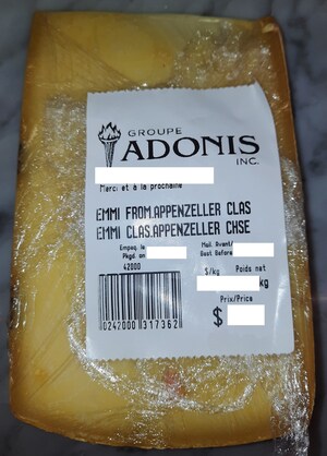 Absence d'informations nécessaires à la consommation sécuritaire du fromage emmental Appenzeller Classique vendu par le Groupe Adonis inc.