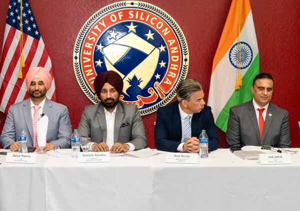 Satnam Singh Sandhu, Chancellor Chandigarh University & Chief Patron NID Foundation, Indian Origin entrepreneurs, Dr. Dalvir Singh Pannu & Joe Johal during Conference on Indo-US ties at California. Satnam Singh Sandhu, Chancellor Chandigarh University & Chief Patron NID Foundation, Indian Origin entrepreneurs, Dr. Dalvir Singh Pannu & Joe Johal during Conference on Indo-US ties at California.