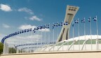 132 drapeaux du Québec sur l'Esplanade du Parc olympique pour la Fête nationale