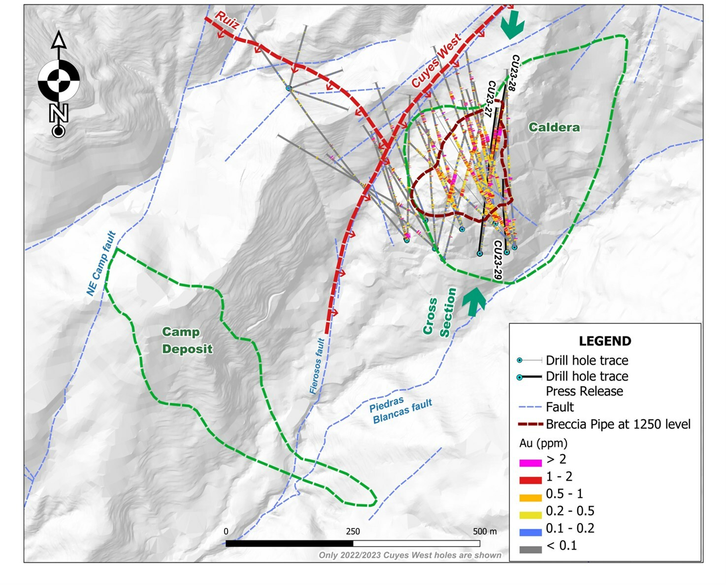 Figure 1. Plan map showing location of the Camp, Cuyes, and Cuyes West deposits. (CNW Group/Luminex Resources Corp.) Figure 1. Plan map showing location of the Camp, Cuyes, and Cuyes West deposits. (CNW Group/Luminex Resources Corp.)