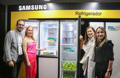 (De izquierda a derecha) Jorge Huerta, Marketing Director en Samsung México; Daniela Magun, cantante e influencer; Gloria Calzada, presentadora e influencer y Martha Sánchez, directora de Línea Blanca en Samsung Electronics México