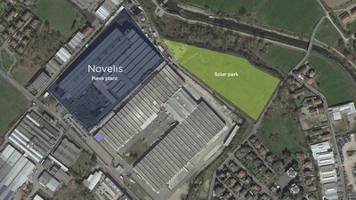 The solar park is located right next to the Novelis plant in Pieve