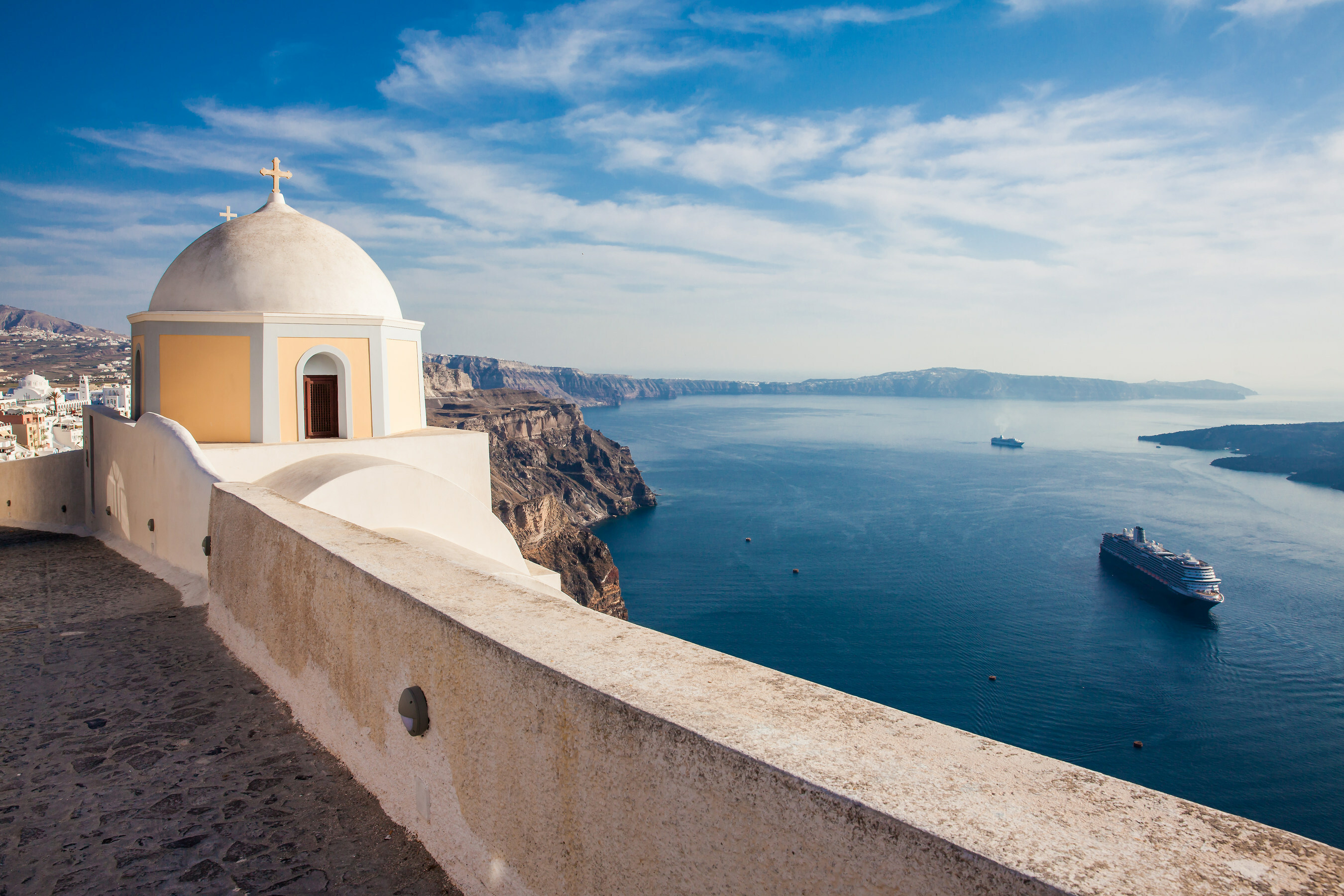 Holland America Line Introduces New 'National Geographic Day Tours' to Mediterranean Cruises. Immersive, sustainable tours in Greece, Spain, Turkey and Italy - Santorini, Greece  (Image at LateCruiseNews.com - June 2023)
