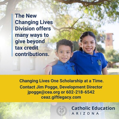 Catholic Education Arizona Launches New Fund Raising Division, Changing Lives. http://ceaz.giftlegacy.com/ Supporting underserved students with education is a lasting legacy for generations to come.