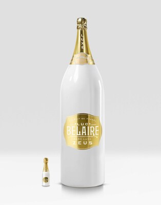 Luc Belaire’s opulent Belaire Luxe, made in Burgundy, in its smallest size – 187ml – and its largest – the 45-liter Belaire ZEUS