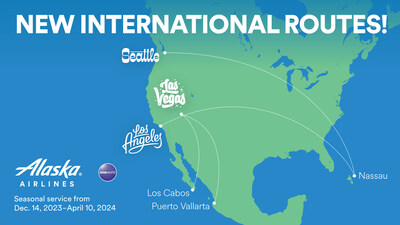 Alaska Airlines announces new international flights to the Bahamas and Mexico.