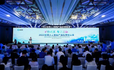 Photo shows that the 2023 Global AI Product and Application Expo kicked off on Sunday in Suzhou City, east China's Jiangsu Province.
