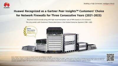 Huawei reconhecida como a escolha dos clientes do Gartner Peer Insights™ para firewalls de rede pelo terceiro ano consecutivo (PRNewsfoto/Huawei)