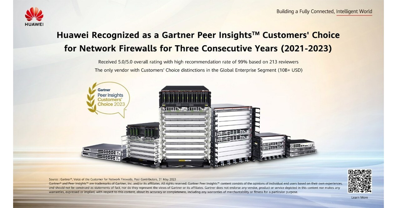 Por tercer a&ntilde;o consecutivo, Huawei recibe la distinci&oacute;n Elecci&oacute;n de los clientes de Gartner Peer Insights &trade; por sus firewalls de red