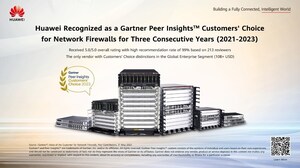 Por tercer año consecutivo, Huawei recibe la distinción "Elección de los clientes" de Gartner Peer Insights ™ por sus firewalls de red