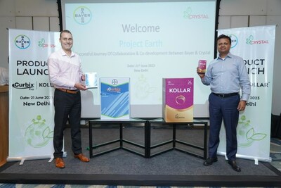 Simon-Thorsten Wiebusch, Bayer Crop Science Limited and Ankur Aggarwal, Crystal Crop Protection Limited at the CURBIX PRO & Kollar launch