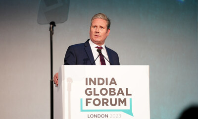Labour Party Leader Sir Keir Starmer delivering keynote address at India Global Forum| Pic courtesy: India Global Forum (PRNewsfoto/India Global Forum)