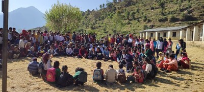 Students in Nepal listen to PMC radio drama