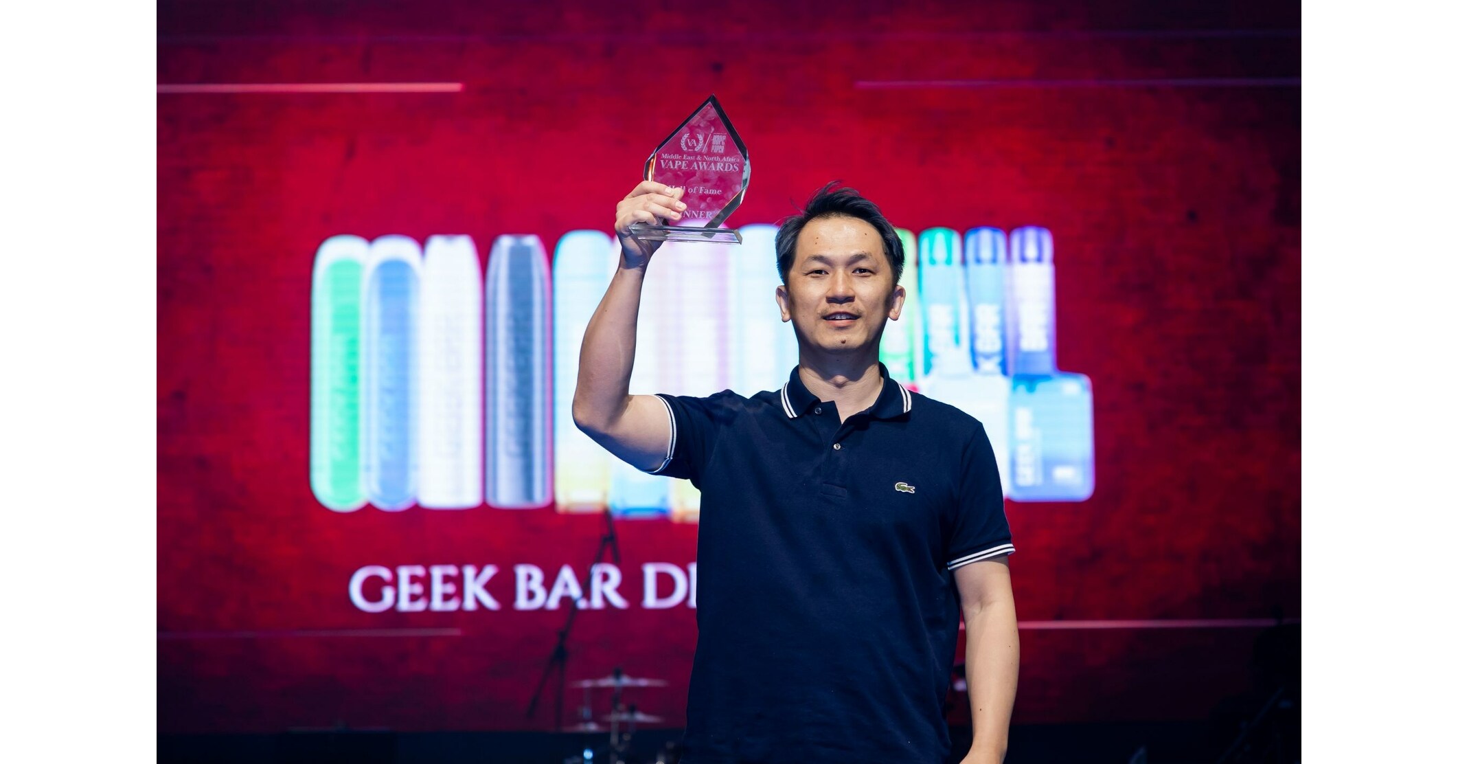 GEEKBAR recognised as Industry Game Changer by winning distinguished Hall of Fame Award at MENA Vape Awards 2023 GEEKBAR recognised as Industry Game Changer by winning distinguished Hall of Fame Award at MENA Vape Awards 2023