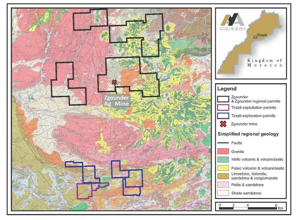 Figure 1: Location of Tirzzit Permits and Geological Context (CNW Group/Aya Gold & Silver Inc) Figure 1: Location of Tirzzit Permits and Geological Context (CNW Group/Aya Gold & Silver Inc)