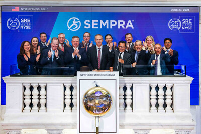 Sempra (NYSE: SRE) Rings The Opening Bell®

The New York Stock Exchange welcomes executives and guests of Sempra (NYSE: SRE), today, Tuesday, June 27, 2023, to commemorate its 25th anniversary of listing. To honor the occasion, Jeff Martin, Chairman and CEO, joined by Chris Taylor, Vice President of NYSE Listings and Services, rings The Opening Bell®.

Photo Credit: NYSE