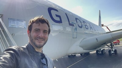 James Asquith visiting the first Global Airlines A380