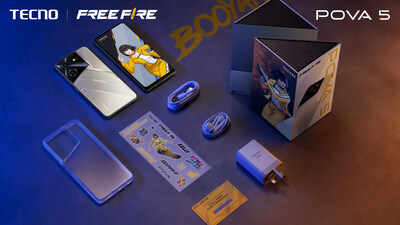 La edición especial Free Fire de la serie POVA 5 de TECNO, estará disponible principalmente en el Sudeste Asiático, Oriente Medio y Latinoamérica. (PRNewsfoto/TECNO)