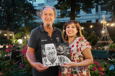 Valentino Balboni and painter Valentina Fiorillo with VB Award 2023