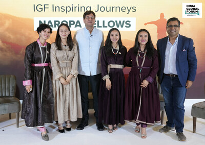 (From L to R) Ladakh Brew's Deachen Chusket and Jigmet Angmo, Moderator Vikram Chandra, Nima Goos Goos' Rigzin Angmo and Padma Angmo, IGF CEO Manoj Ladwa | Photo courtesy: India Global Forum (PRNewsfoto/India Global Forum)