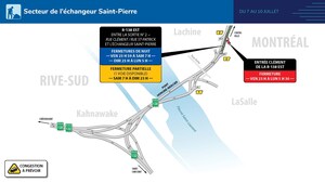 Fermetures majeures dans l'échangeur Saint-Pierre du 7 au 10 juillet 2023