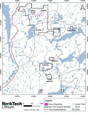 FIGURE 4 | Map showing total land package of Rock Tech Lithium’s Georgia Lake property and locations. (CNW Group/Rock Tech Lithium Inc.)