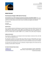 Filo Announces Change in ISIN Code for Filo Corp. (CNW Group/Filo Mining Corp.)