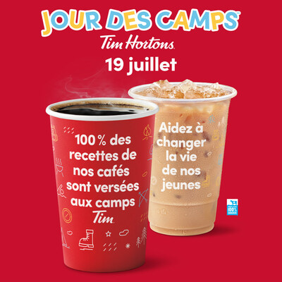 Le Jour des camps Tim Hortons aura lieu le 19 juillet : achetez un caf chaud ou un TimGlacMC! La totalit des recettes est verse aux Camps Tim Hortons pour aider les jeunes issus de milieux dfavoriss  raliser leur plein potentiel (Groupe CNW/Tim Hortons)