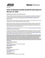 ATCO TO RELEASE SECOND QUARTER 2023 RESULTS ON JULY 27, 2023