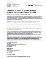 CANADIAN UTILITIES TO RELEASE SECOND QUARTER 2023 RESULTS ON JULY 27, 2023