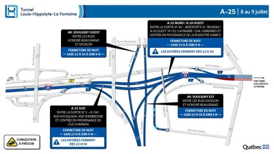 Fermeture secteur Souligny - 8 au 9 juillet (Groupe CNW/Ministère des Transports et de la Mobilité durable) Fermeture secteur Souligny - 8 au 9 juillet (Groupe CNW/Ministère des Transports et de la Mobilité durable)