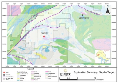 Figure 1: Saddle Target Location, 12 km SW of the Springpole Gold Project (CNW Group/First Mining Gold Corp.)