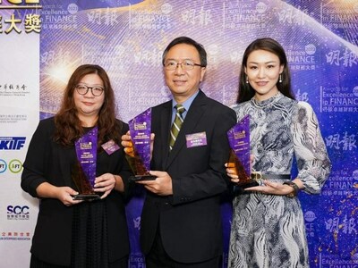 (From left to right) Ivy Kam - Senior Underwriting Manager, Erik Choi - Head of Propositions, Life Business, and Kannes Wong - Head of Strategy and Planning, Sustainable Officer received travel insurance, ILAS and ESG related trophies respectively.