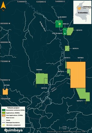 Quimbaya Gold Inc. Adds 2 Additional Claims of 3,310 Ha in Segovia