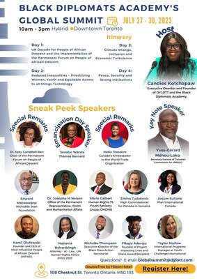 Developing Young Leaders of Tomorrow, Today (DYLOTT) hosts the third annual Black Diplomacy Global Summit 2023. (CNW Group/Developing Young Leaders of Tomorrow, Today (DYLOTT))