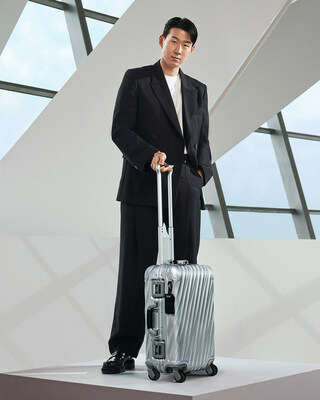 Pro-footballer Son Heung-min with the TUMI 19 Degree Aluminum International Carry-On