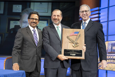 Dr. Dominic Raj, The Honorable Alex M. Azar, and AAKP President Edward V. Hickey III, USMC