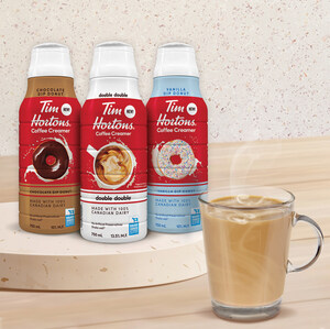 NEW Tim Hortons Coffee Creamers now available at grocery stores across Canada in three signature flavours: Double DoubleTM, Vanilla Dip Donut and Chocolate Dip Donut