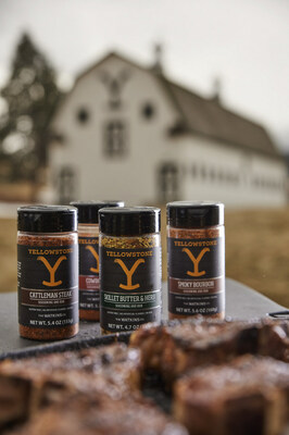 Yellowstone Seasonings and Rubs elevate home-cooked meats and vegetables with frontier-forward flavors like Cattleman Steak, Cowboy BBQ, Skillet Butter & Herb, and Smoky Bourbon, all on shelves now at Kroger, Walmart, Amazon, H.E.B., Jewel-Osco, and in select Safeway and Albertsons locations.