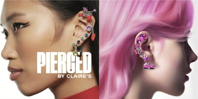 LEFT: Pierced by Claire's campaign image and new logo<br />
RIGHT: AI EarPrint image created by Nicola Formichetti, the brand's Creative Director in Residence