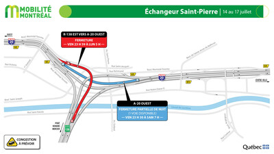 5. Échangeur Saint-Pierre, 14 au 17 juillet (Groupe CNW/Ministère des Transports et de la Mobilité durable)